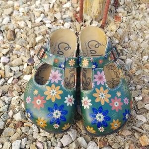 Calceo Floral Mary Jane Mules Comfort Soles Size 37